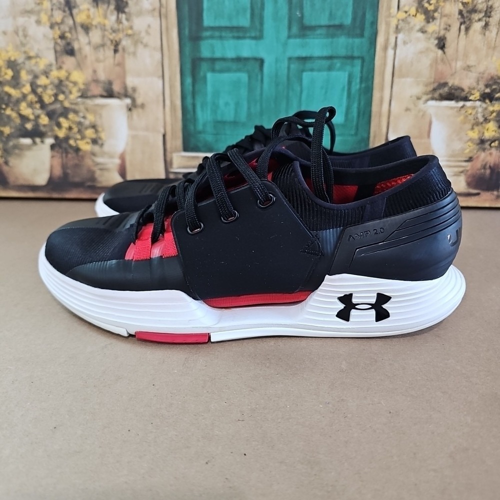 Under‎ Armour Speedform Amp 2.0 Black Red Athletic Running Shoes Trainer Mens 7